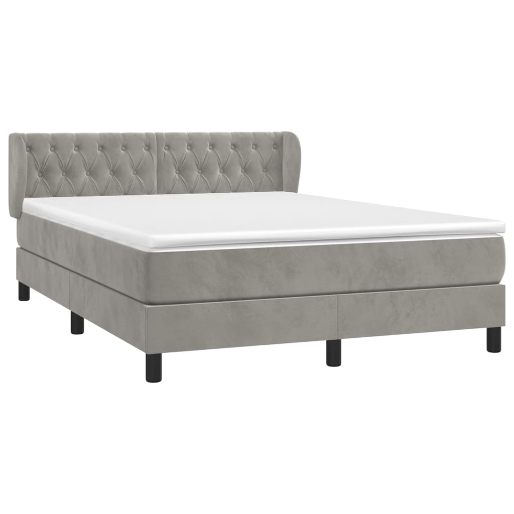 Giroletto a Molle con Materasso Grigio Chiaro 140x190cm Velluto | homemem39