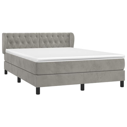 Giroletto a Molle con Materasso Grigio Chiaro 140x190cm Velluto | homemem39