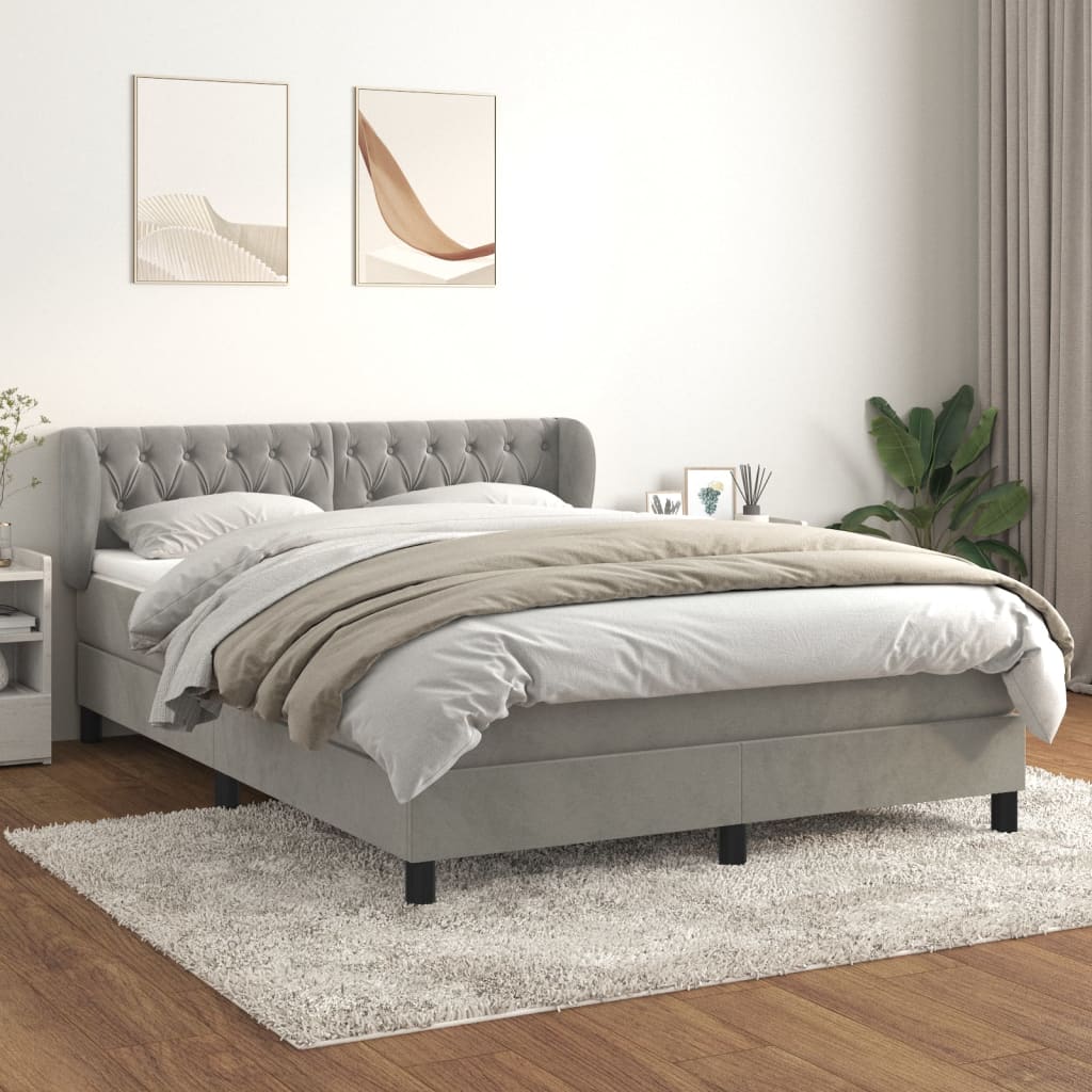 Giroletto a Molle con Materasso Grigio Chiaro 140x190cm Velluto | homemem39