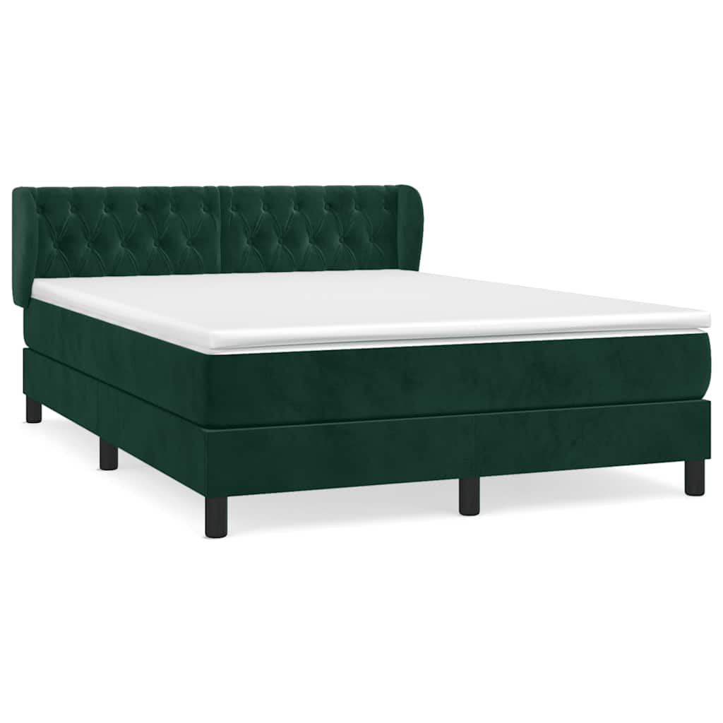 Giroletto a Molle con Materasso Verde Scuro 140x190 cm Velluto | homemem39