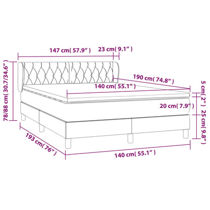 Giroletto a Molle con Materasso Blu Scuro 140x190 cm in Velluto