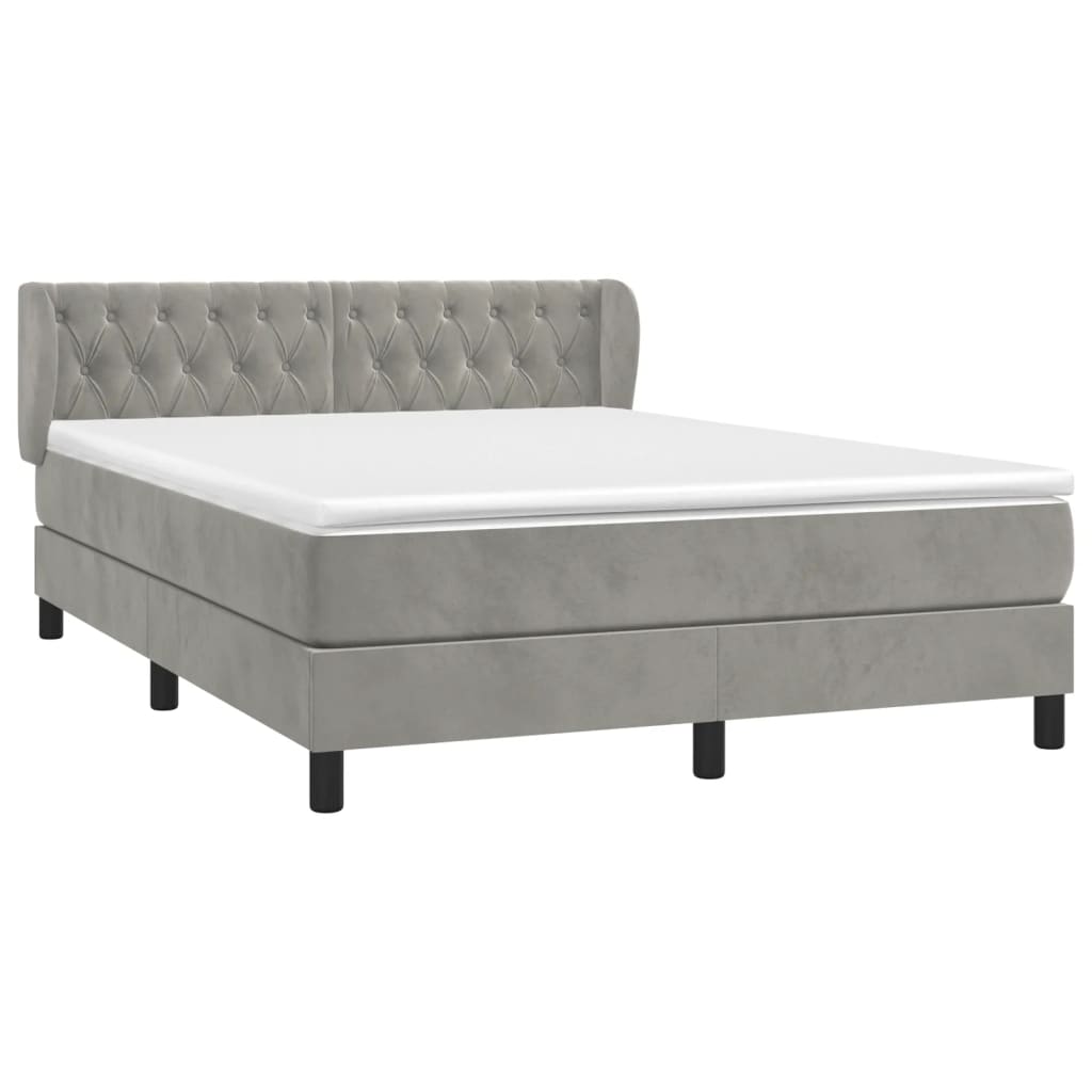 Giroletto a Molle con Materasso Grigio Chiaro 140x200cm Velluto | homemem39