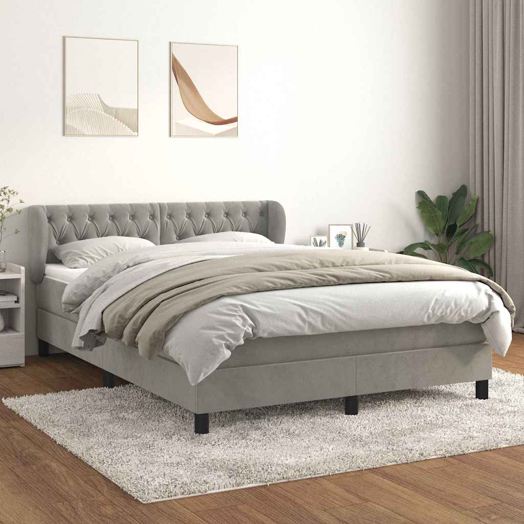 Giroletto a Molle con Materasso Grigio Chiaro 140x200cm Velluto | homemem39