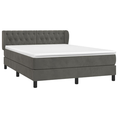 Giroletto a Molle con Materasso Grigio Scuro 140x200 cm Velluto | homemem39