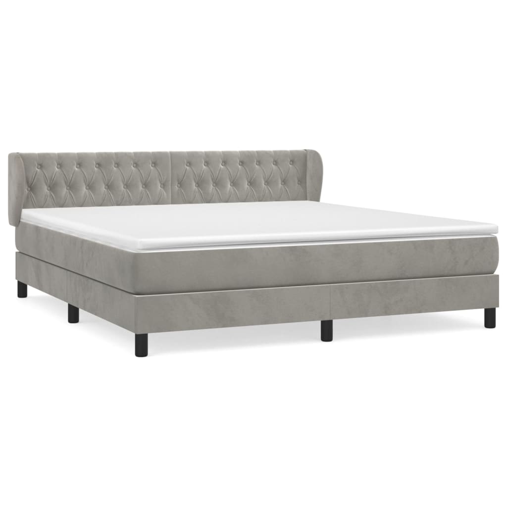Giroletto a Molle con Materasso Grigio Chiaro 160x200cm Velluto | homemem39