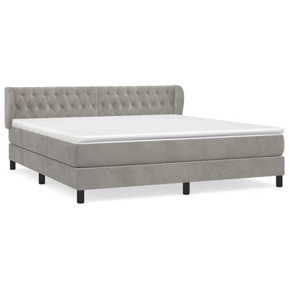 Giroletto a Molle con Materasso Grigio Chiaro 160x200cm Velluto | homemem39