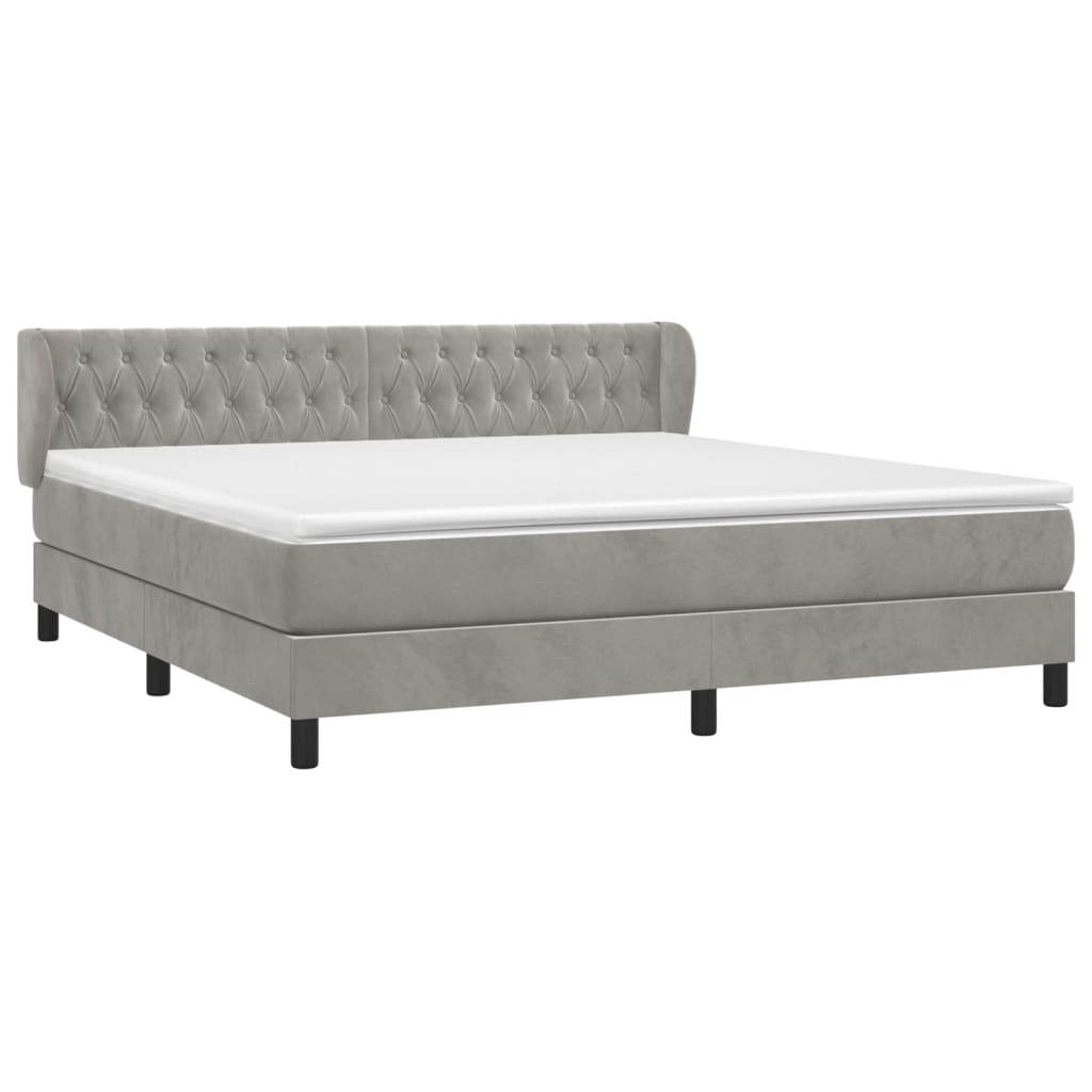 Giroletto a Molle con Materasso Grigio Chiaro 160x200cm Velluto | homemem39