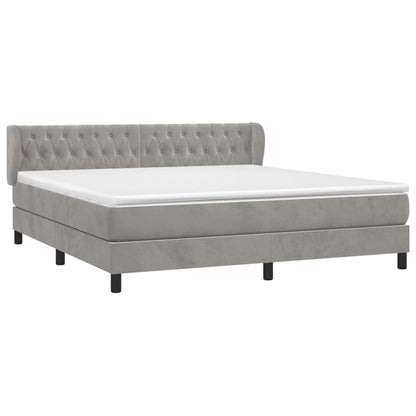 Giroletto a Molle con Materasso Grigio Chiaro 160x200cm Velluto | homemem39