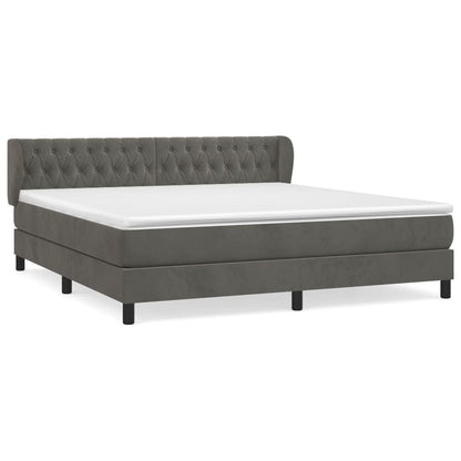 Giroletto a Molle con Materasso Grigio Scuro 160x200 cm Velluto | homemem39