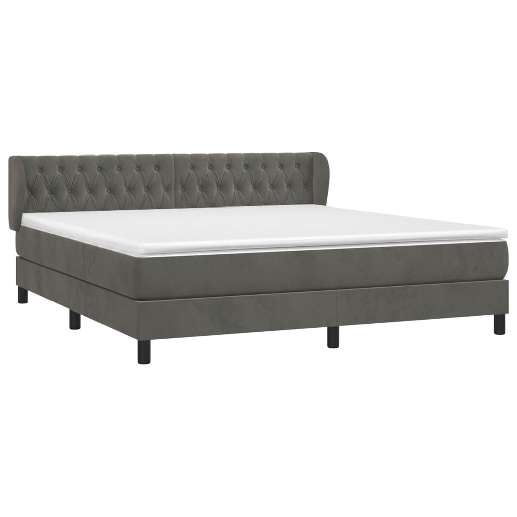 Giroletto a Molle con Materasso Grigio Scuro 160x200 cm Velluto | homemem39