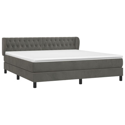 Giroletto a Molle con Materasso Grigio Scuro 160x200 cm Velluto | homemem39