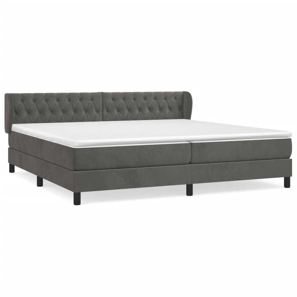Giroletto a Molle con Materasso Grigio Scuro 200x200 cm Velluto | homemem39
