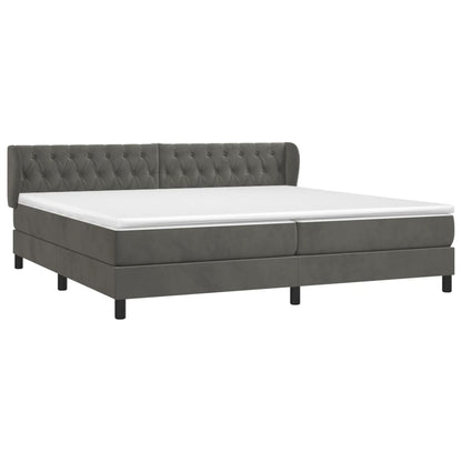 Giroletto a Molle con Materasso Grigio Scuro 200x200 cm Velluto | homemem39