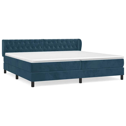 Giroletto a Molle con Materasso Blu Scuro 200x200 cm in Velluto | homemem39