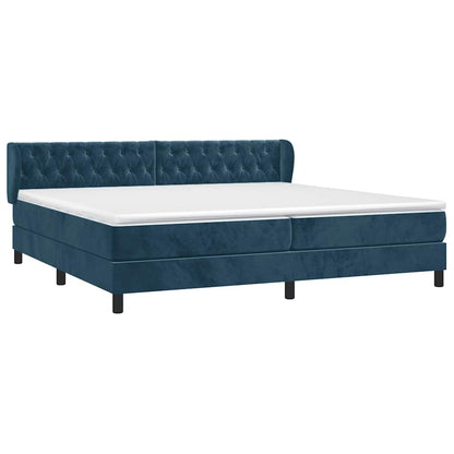 Giroletto a Molle con Materasso Blu Scuro 200x200 cm in Velluto | homemem39