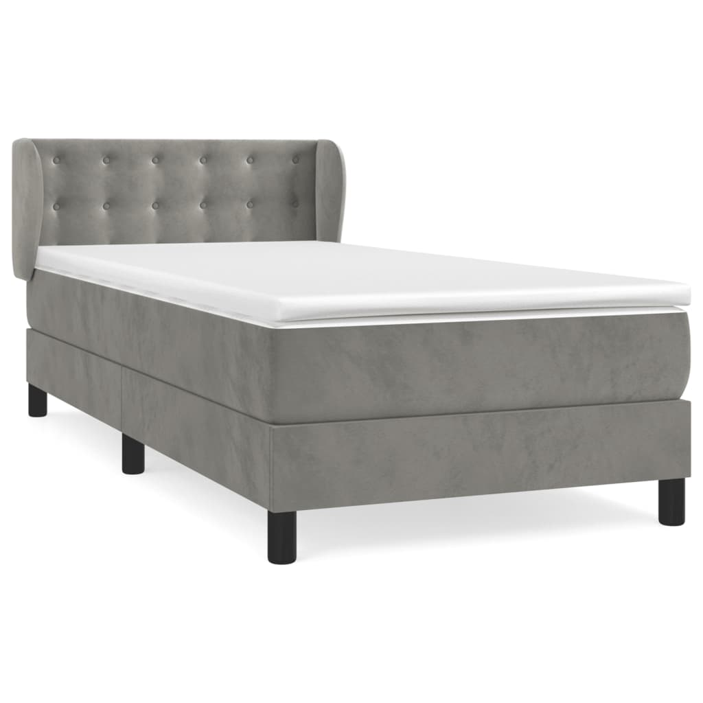 Giroletto a Molle con Materasso Grigio Chiaro 80x200 cm Velluto | homemem39