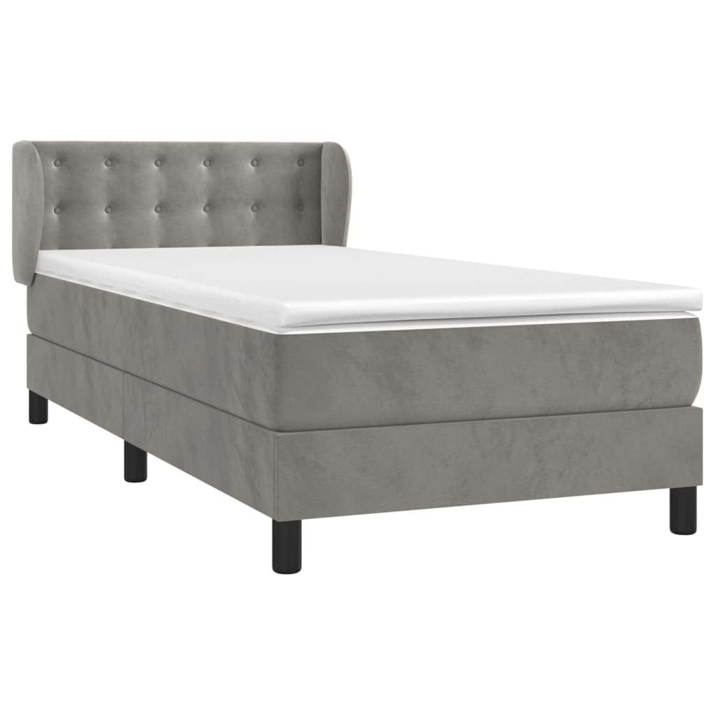 Giroletto a Molle con Materasso Grigio Chiaro 80x200 cm Velluto | homemem39