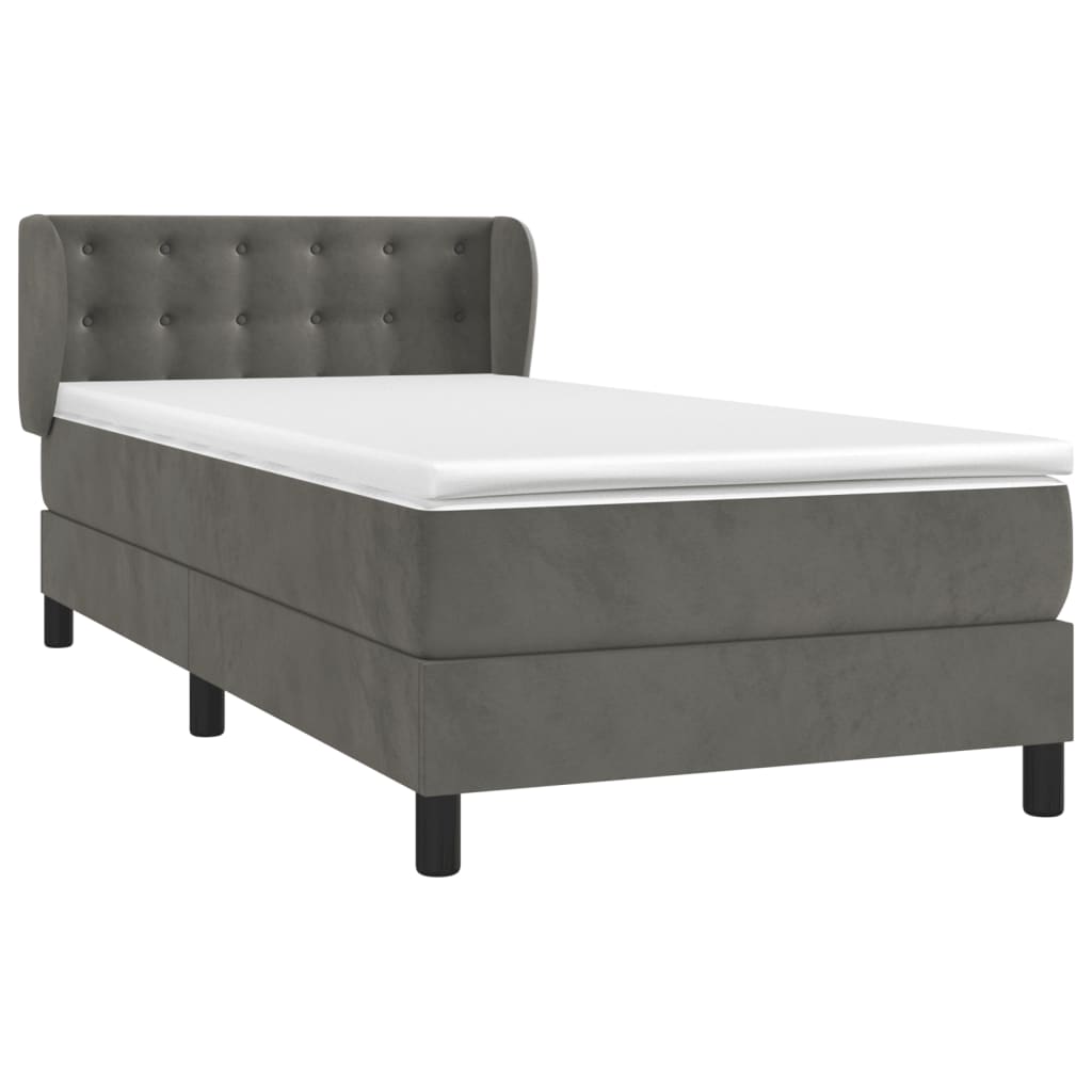 Giroletto a Molle con Materasso Grigio Scuro 80x200 cm Velluto | homemem39