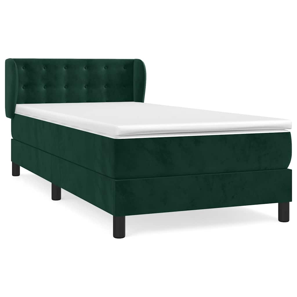 Giroletto a Molle con Materasso Verde Scuro 80x200 cm Velluto | homemem39