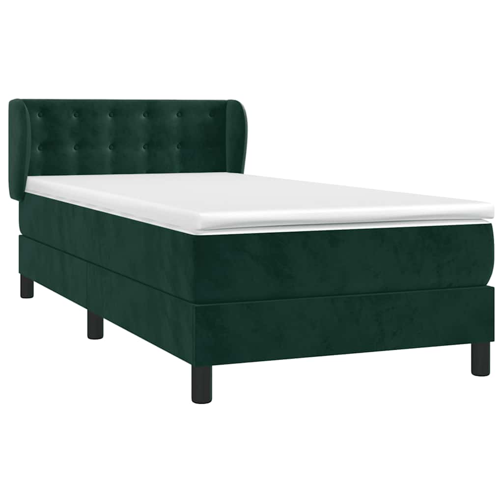 Giroletto a Molle con Materasso Verde Scuro 80x200 cm Velluto | homemem39