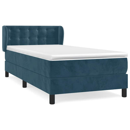 Giroletto a Molle con Materasso Blu Scuro 80x200 cm in Velluto | homemem39