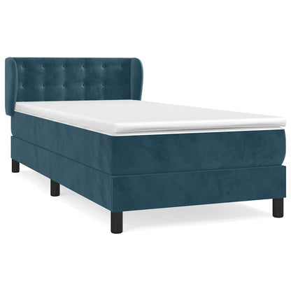 Giroletto a Molle con Materasso Blu Scuro 80x200 cm in Velluto