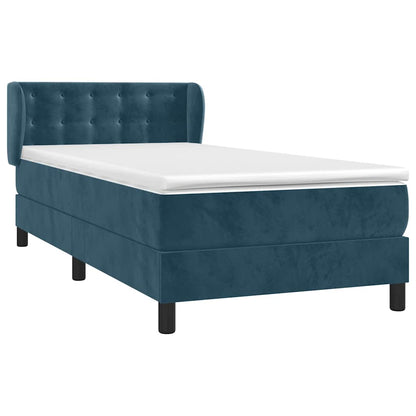 Giroletto a Molle con Materasso Blu Scuro 80x200 cm in Velluto