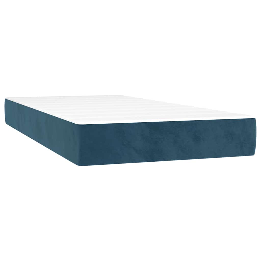 Giroletto a Molle con Materasso Blu Scuro 80x200 cm in Velluto