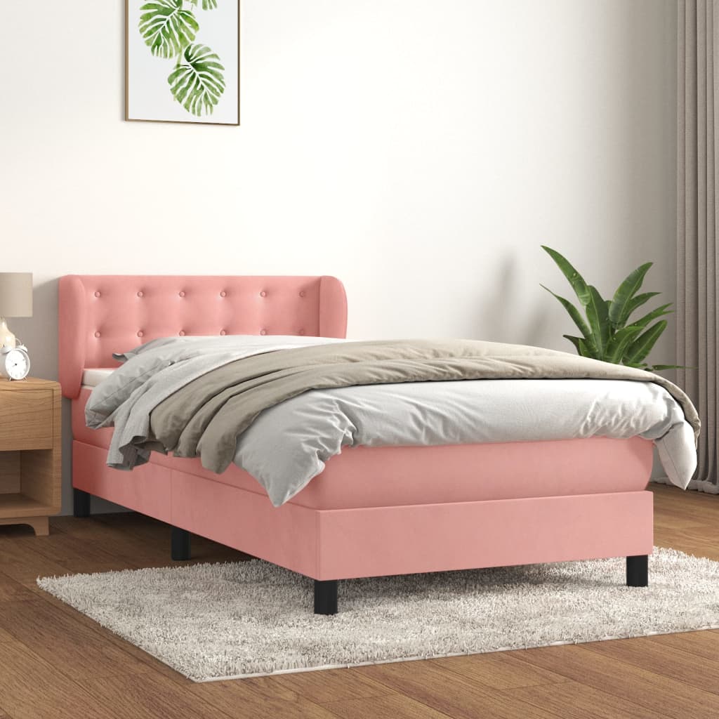 Giroletto a Molle con Materasso Rosa 80x200 cm in Velluto | homemem39