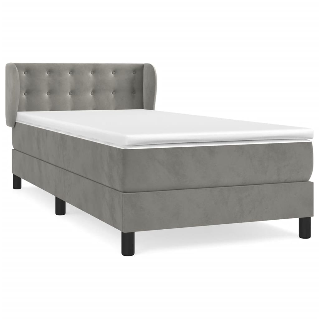 Giroletto a Molle con Materasso Grigio Chiaro 90x190 cm Velluto | homemem39