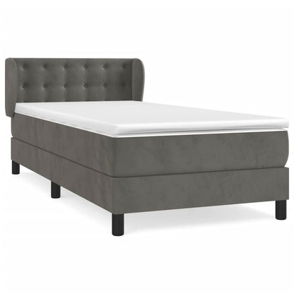Giroletto a Molle con Materasso Grigio Scuro 90x190 cm Velluto | homemem39