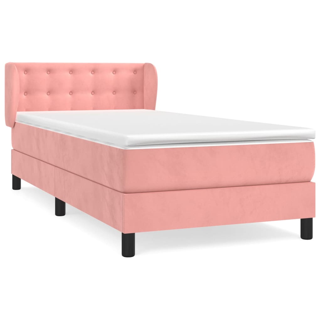 Giroletto a Molle con Materasso Rosa 90x190 cm in Velluto | homemem39