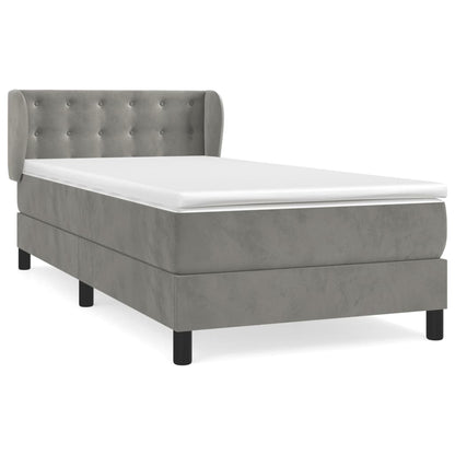 Giroletto a Molle con Materasso Grigio Chiaro 90x200 cm Velluto | homemem39