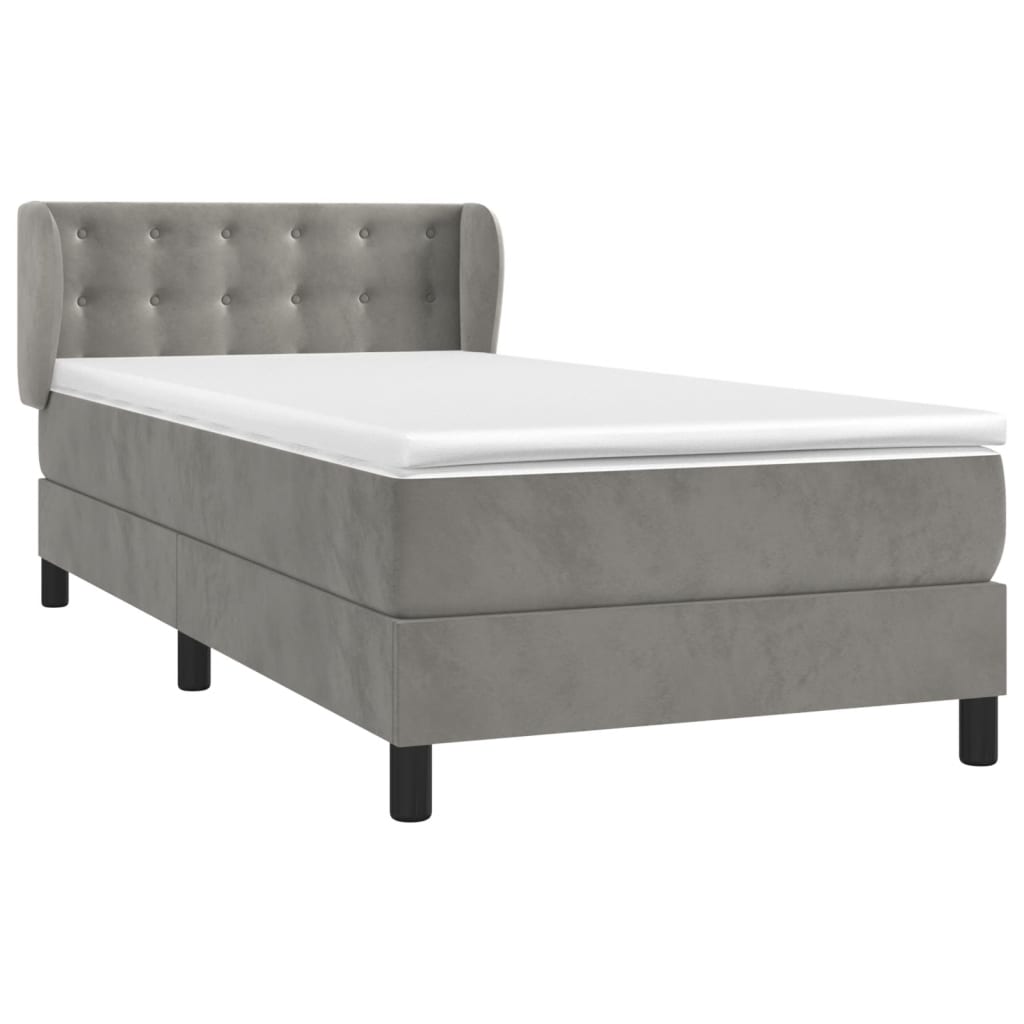 Giroletto a Molle con Materasso Grigio Chiaro 90x200 cm Velluto | homemem39