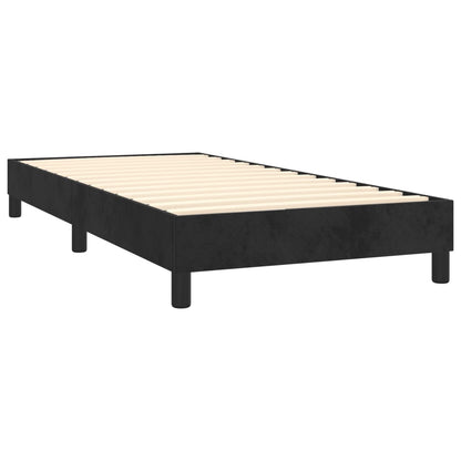 Spring bed frame with black mattress 90x200 cm in velvet