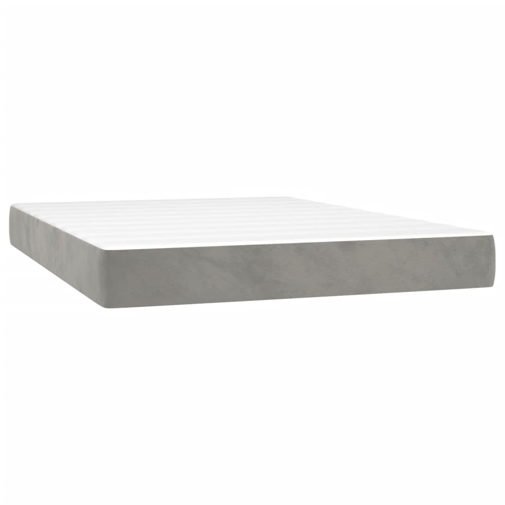 Giroletto a Molle con Materasso Grigio Chiaro 140x190cm Velluto | homemem39