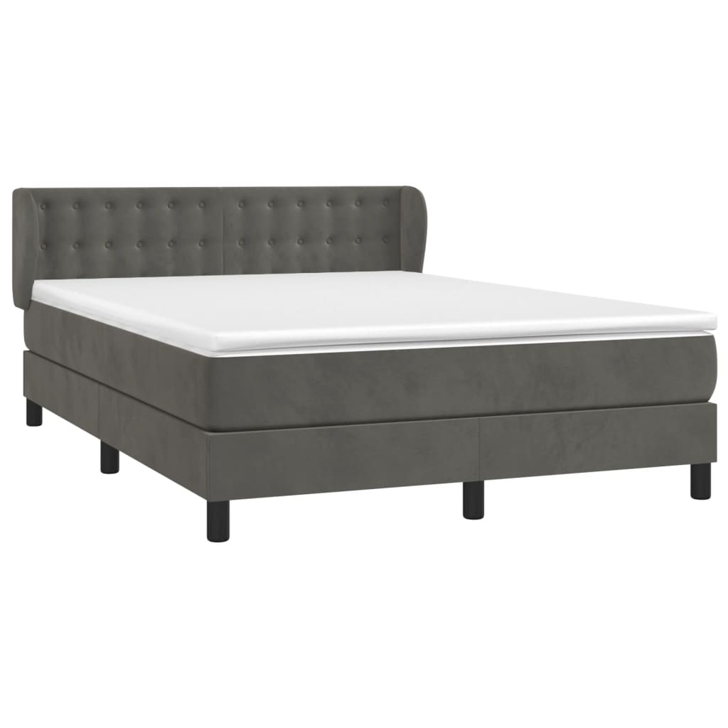 Giroletto a Molle con Materasso Grigio Scuro 140x190 cm Velluto | homemem39