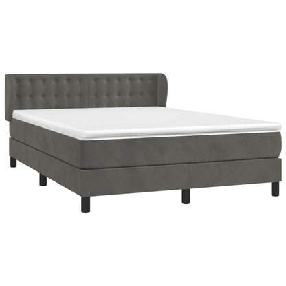 Giroletto a Molle con Materasso Grigio Scuro 140x190 cm Velluto | homemem39