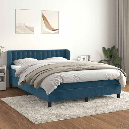 Giroletto a Molle con Materasso Blu Scuro 140x190 cm in Velluto | homemem39