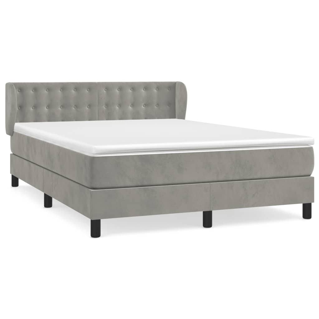Giroletto a Molle con Materasso Grigio Chiaro 140x200cm Velluto | homemem39