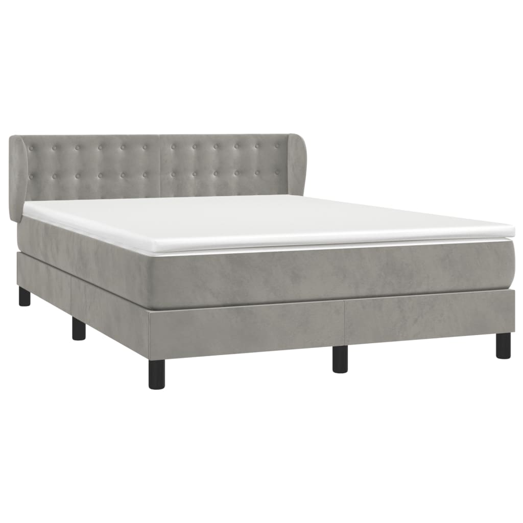 Giroletto a Molle con Materasso Grigio Chiaro 140x200cm Velluto | homemem39