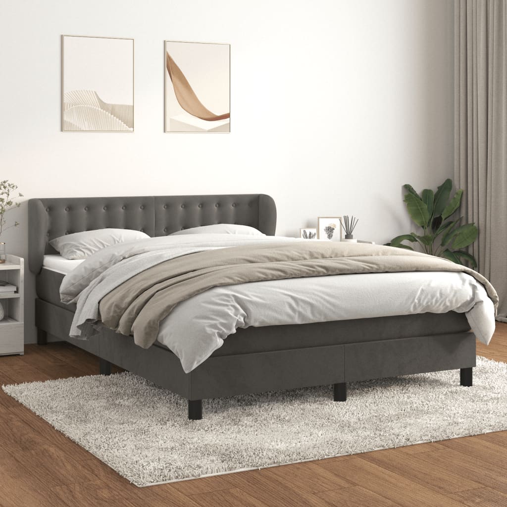 Giroletto a Molle con Materasso Grigio Scuro 140x200 cm Velluto | homemem39