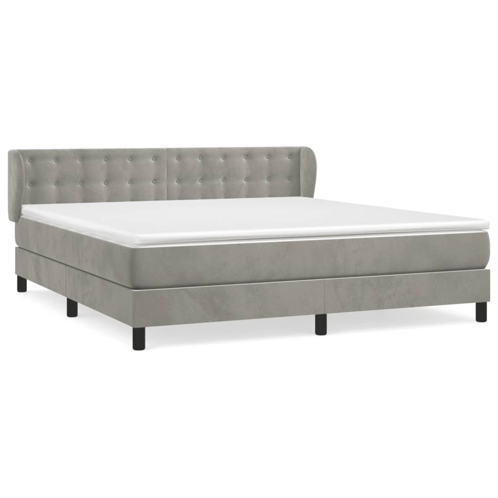Giroletto a Molle con Materasso Grigio Chiaro 160x200cm Velluto | homemem39