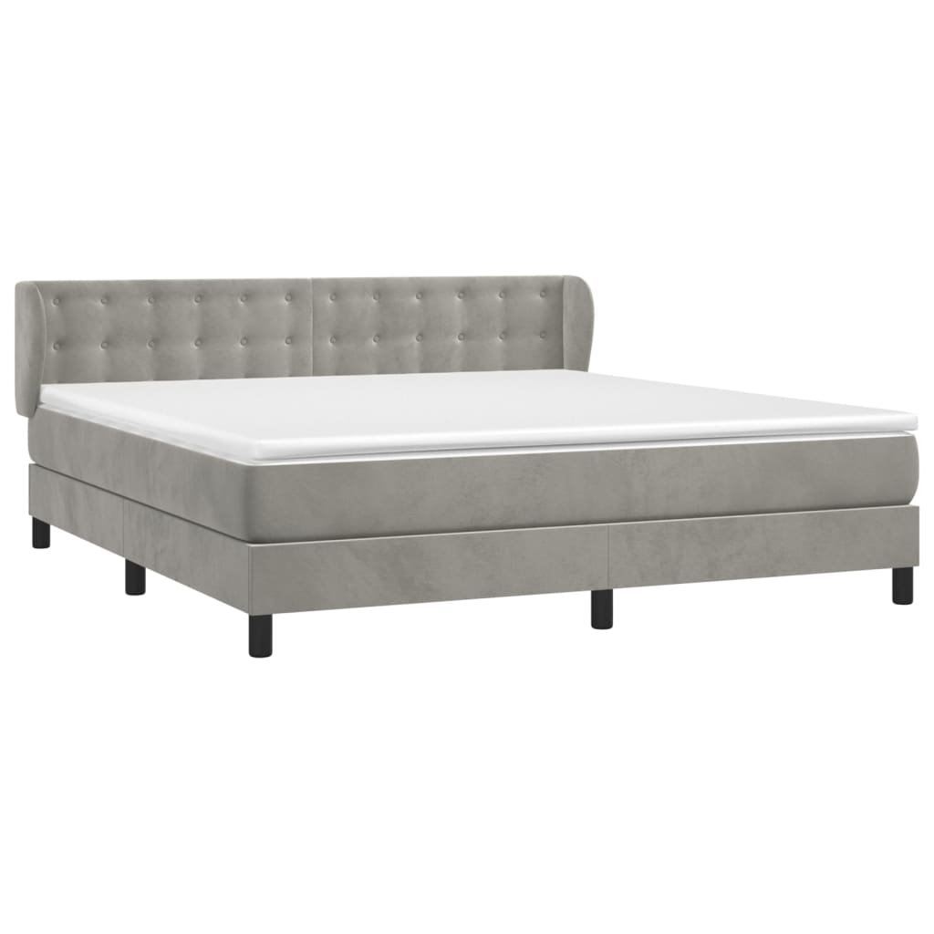 Giroletto a Molle con Materasso Grigio Chiaro 160x200cm Velluto | homemem39