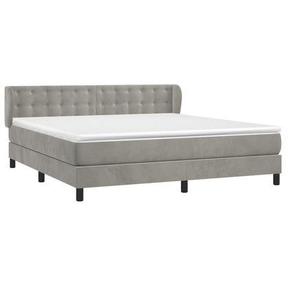 Giroletto a Molle con Materasso Grigio Chiaro 160x200cm Velluto | homemem39