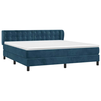 Giroletto a Molle con Materasso Blu Scuro 160x200 cm in Velluto | homemem39