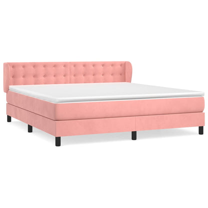 Giroletto a Molle con Materasso Rosa 160x200 cm in Velluto | homemem39