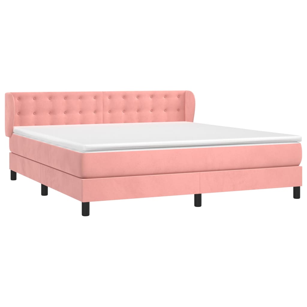 Giroletto a Molle con Materasso Rosa 160x200 cm in Velluto | homemem39