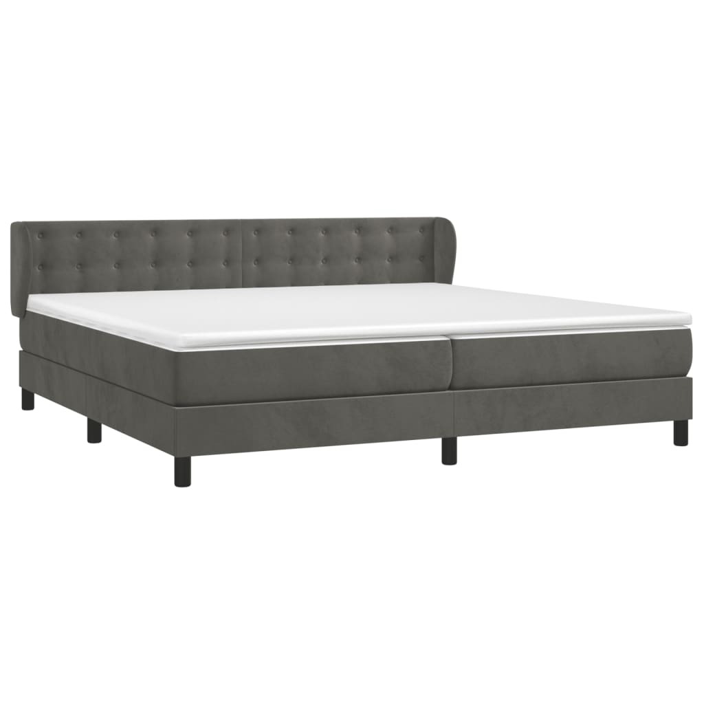 Giroletto a Molle con Materasso Grigio Scuro 200x200 cm Velluto | homemem39
