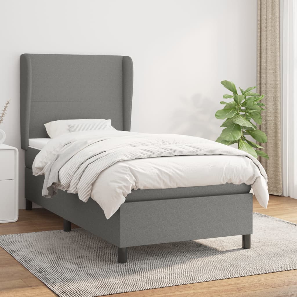 Giroletto a Molle con Materasso Grigio Scuro 80x200 cm Tessuto | homemem39
